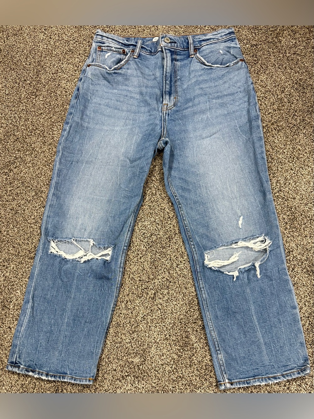 Abercrombie Fitch Ankle Straight Jeans Womens 30 10S Ultra High Rise Distressed